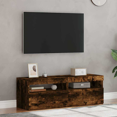 Szafki pod TV z LED, 2 szt., przydymiony dąb, 60x35x40 cm