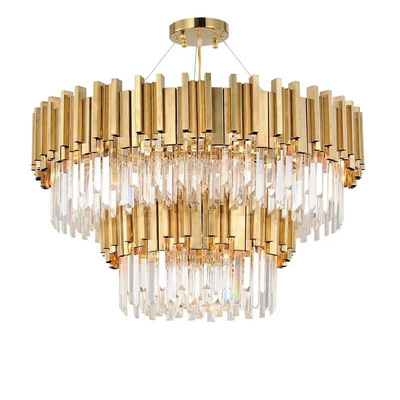 Żyrandol EMPIRE DOUBLE GOLD Chandeliers lampa sufitowa wisząca kryształowa glamour nowojorski nowoczesny okrągły 80 cm ADANI AD124