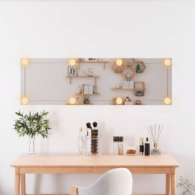 vidaXL Lustro ścienne z LED, 30x100 cm, szklane, prostokątne