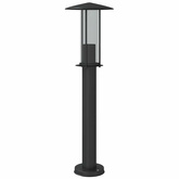 Lampa ogrodowa na słupku, czarna, 60 cm, stal nierdzewna