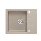 Zlewozmywak granitowy PETER 116 – jednokomorowy, wpuszczany, pearl beige/elementy stalowe, Quadron