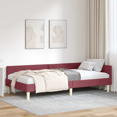 Rama łóżka narożnego Czerwone wino 90 x 200 cm tkanina