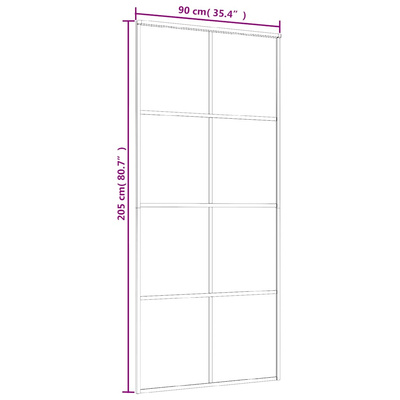 Drzwi przesuwne, szkło ESG i aluminium, 90x205 cm, białe