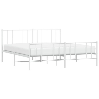Metalowa rama łóżka z wezgłowiem i zanóżkiem, biała, 180x200 cm vidaXL