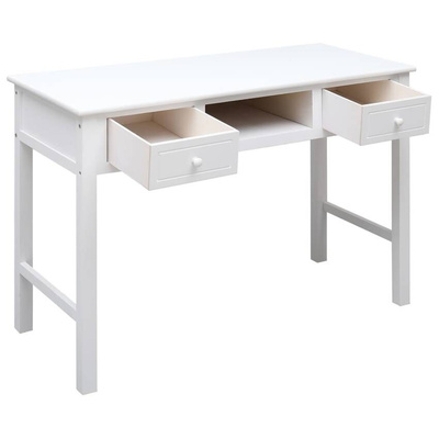 vidaXL Biurko, białe, 108x45x76 cm, lite drewno paulowni