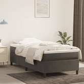 Łóżko kontynentalne, ciemnoszara, 90x200 cm, aksamitna