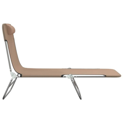 vidaXL Składane leżaki, 2 szt., kolor taupe, Textilene i stal