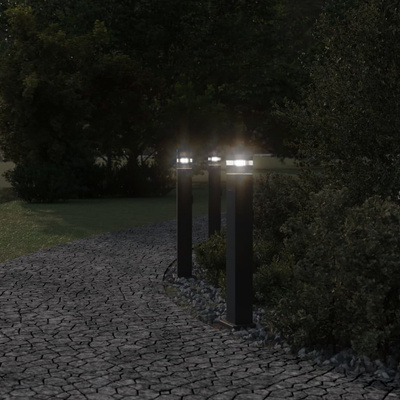 Zewnętrzne lampy stojące, z gniazdkami, 3 szt., czarne, 80 cm
