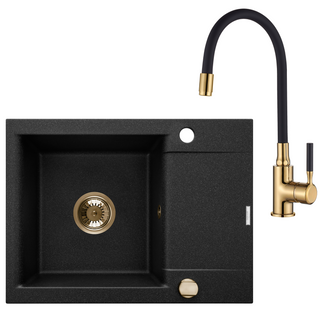 Zlewoz granit 1k tesalia w zes ze złotą bz glamour syf złoty z krót oc AZ-01-Z42-SET Invena