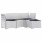 Sofa ogrodowa dla 4 osób z poduszkami w stylu rattanowym PP