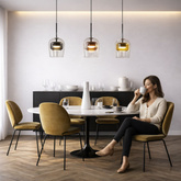Lampa wisząca Glaxi szklana szara transparentna do salonu GX53
