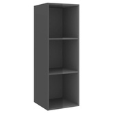 vidaXL Wisząca szafka pod TV, wysoki połysk, szara, 37x37x107 cm
