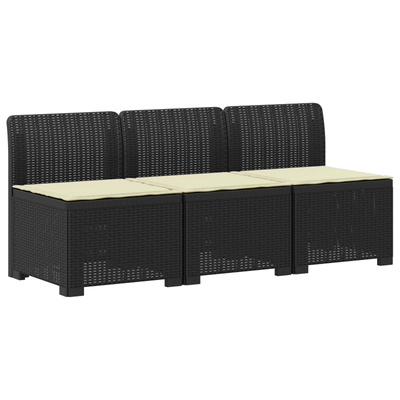 Sofa ogrodowa 3-osobowa z poduszkami w rattanowym wyglądzie