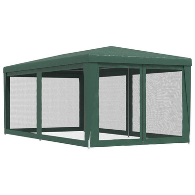 vidaXL Namiot imprezowy z 6 ściankami z siatki, zielony, 3x6 m, HDPE