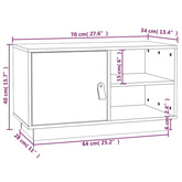 vidaXL Szafka pod TV, czarna, 70x34x40 cm, lite drewno sosnowe