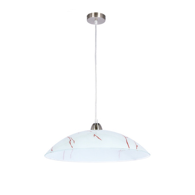 Lampa wisząca Braga biała z szerokim szklanym kloszem nad stół E27