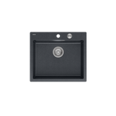 MORGAN 110 GraniteQ zlewozmywak black diamond z syfonem Push To Open stal szlachetna 1-komorowy b/o + zaczepy 4 szt