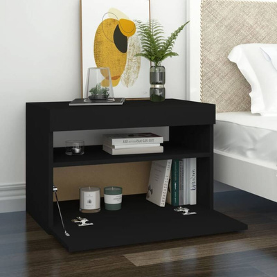 vidaXL Szafka pod TV z oświetleniem LED, czarna, 60x35x40 cm