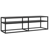 vidaXL Szafka pod TV, czarna, 140x40x40,5 cm, szkło hartowane