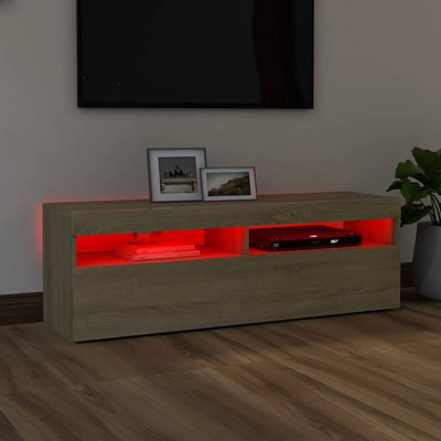 Szafka pod TV z oświetleniem LED, dąb sonoma, 120x35x40 cm vidaXL