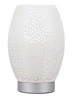 Lampka nocna Venus metalowa ażurowa biała ze srebrnym E27 Candellux
