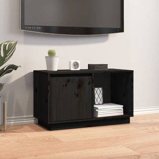 vidaXL Szafka pod TV, czarna, 74x35x44 cm, lite drewno sosnowe