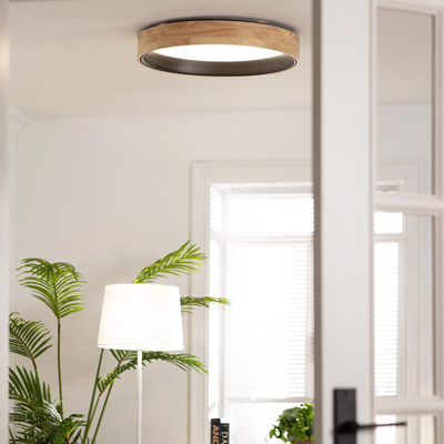 Plafon LED 16W Okrągły 38cm Naturalne Drewno 3 Barwy Świecenia CCT Abruzzo Vero