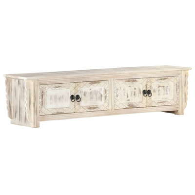 vidaXL Szafka pod TV, biała, 140x30x35 cm, lite drewno mango