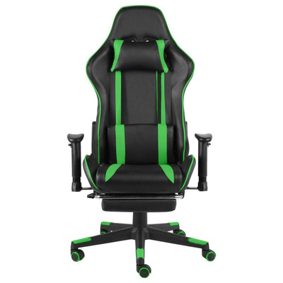 vidaXL Obrotowy fotel gamingowy z podnóżkiem, zielony, PVC