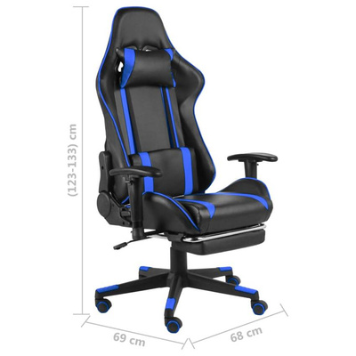vidaXL Obrotowy fotel gamingowy z podnóżkiem, niebieski, PVC