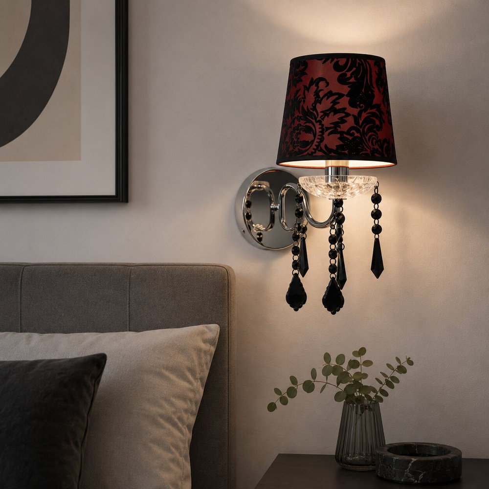 Kinkiet chromowany abażur welurowy 1x40W E14 Astor Candellux 21-80342