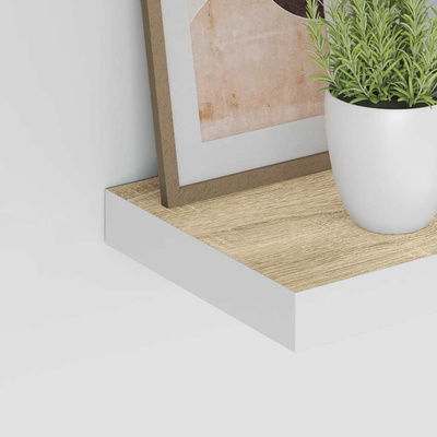 vidaXL Półki ścienne, 4 szt., kolor dębu i biel, 50x23x3,8 cm, MDF
