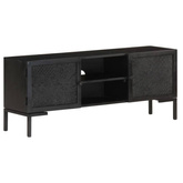 vidaXL Szafka pod TV, czarna, 115x30x46 cm, lite drewno mango