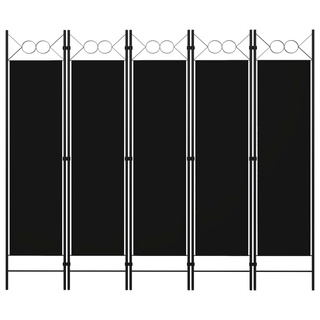 Parawan 5-panelowy, czarny, 200 x 180 cm