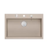 Zlewozmywak granitowy MARC 110 WORKSTATION – jednokomorowy, wpuszczany, pearl beige/elementy stalowe + AKCESORIA, Quadron
