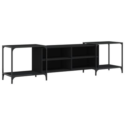 vidaXL Szafka pod TV, czarna, 203x37x50 cm, materiał drewnopochodny