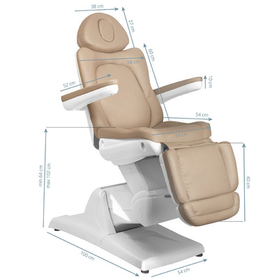 Fotel kosmetyczny elektr. Azzurro 870 3 siln. cappuccino 109079