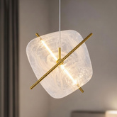 Lampa wisząca Relax szklana kwadratowa w kształcie zegara do salonu LED 3000K