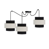 Lampa wisząca z abażurem Benta czarna potrójna do salonu abażur czarny kremowy