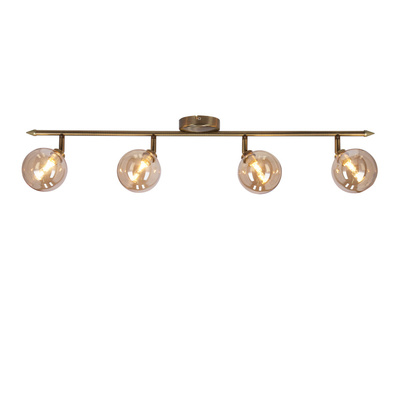 Rodia lampa sufitowa listwa patynowy 4x40w g9 klosz bursztynowy