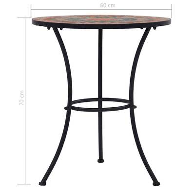 Mozaikowy stolik bistro, pomarańczowo-szary, 60 cm, ceramiczny