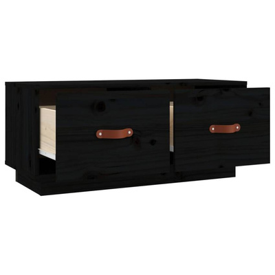vidaXL Szafka pod TV, czarna, 80x34x35 cm, lite drewno sosnowe