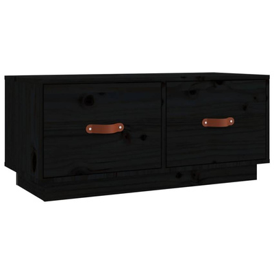 vidaXL Szafka pod TV, czarna, 80x34x35 cm, lite drewno sosnowe