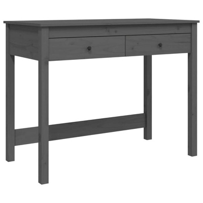 vidaXL Biurko z szufladami, szare, 100x50x78 cm, lite drewno sosnowe