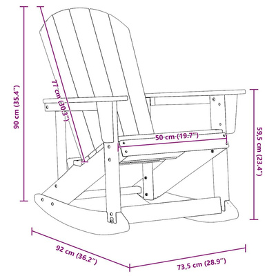 Fotel bujany Adirondack Czarny HDPE