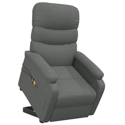 vidaXL Podnoszony fotel masujący, ciemnoszary, tkanina model standard
