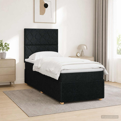 Łóżko z box spring LED z materacem Czarny 80 x 200 cm tkanina