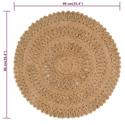 vidaXL Ręcznie pleciony dywan z juty, 90 cm, okrągły
