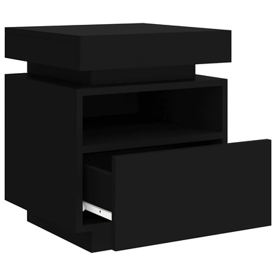 Szafki nocne z oświetleniem LED, 2 szt., czarne, 40x39x48,5 cm