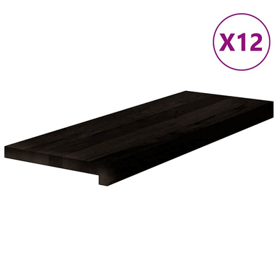 Stopnie schodowe 12 szt. brązowoczarne 70x25x2 cm lite drewno dębowe